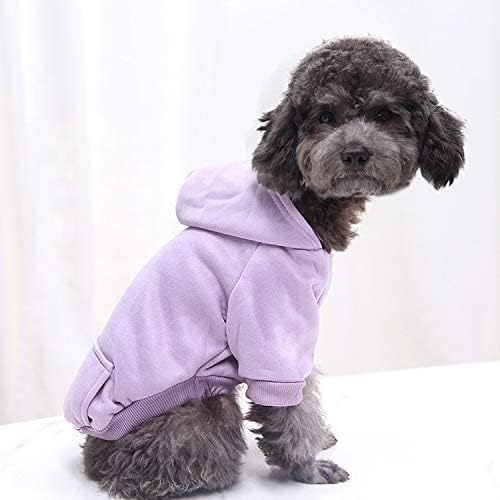 Idepet Pet Dog Hoodies Dog Clothes for Small Dogs Vest Chihuahua Clothes Warm Coat Jacket Autumn Puppy Outfits Cats Dogs Clothing(2XL, Purple)