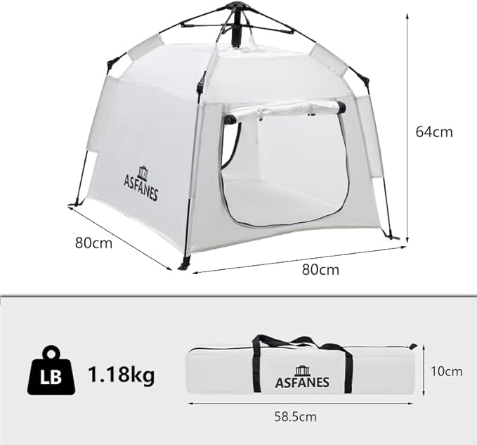 Outdoor Pet Automatic Camping Tent, Pop up Cave Bed for Indoor Cats and Small Dogs, Portable Cat House Dog House, White.