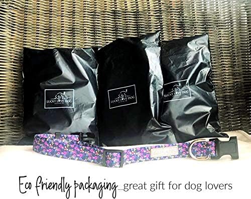 Lucky Love Dog - Easy Click Buckle Dog Collar with Leash Set Combo, Durable & Comfortable for Male & Female Dogs, Pet Collar for Small to Large Dogs, Secure Fit - Primrose Combo, Medium