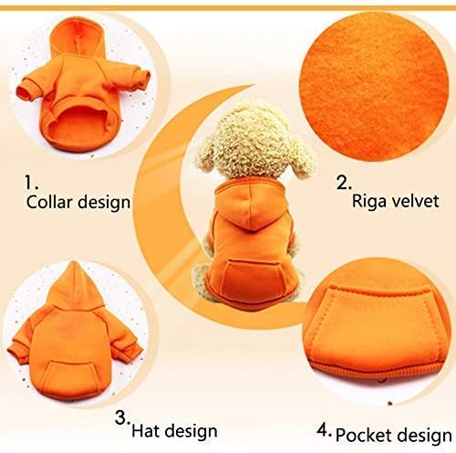 Idepet Pet Dog Hoodies Dog Clothes for Small Dogs Vest Chihuahua Clothes Warm Coat Jacket Autumn Puppy Outfits Cats Dogs Clothing(S, Orange)