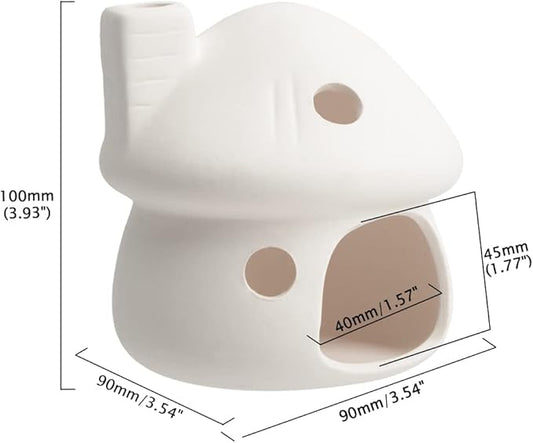 ZYHW Aquarium Decor Ceramic Mushroom House Ornament Fish Tank Landscape Decoration Pottery Hide Cave Habitat Hut Small Shrimp for Goldfishes to Rest Breed Hiding (White)