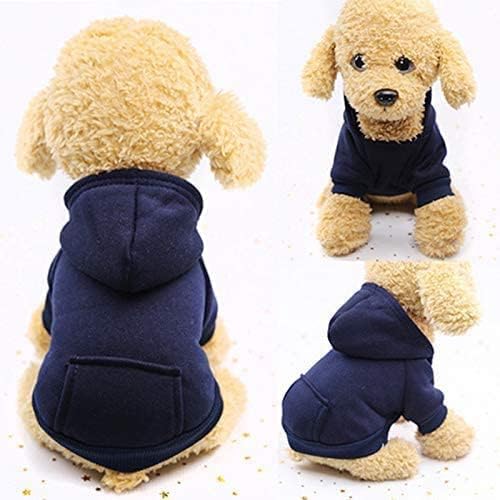 Idepet Pet Dog Hoodies Dog Clothes for Small Dogs Vest Chihuahua Clothes Warm Coat Jacket Autumn Puppy Outfits Cats Dogs Clothing(M, NavyBlue)