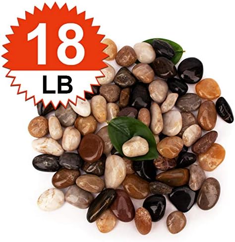 18 Pounds Pebbles Aquarium Gravel River Rock, Natural Polished Decorative Gravel, Polished Pebbles,Garden Ornamental River Pebbles Rocks, Mixed Color Stones for Landscaping Vase Fillers (18.3)