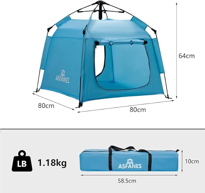 Outdoor Pet Automatic Camping Tent, Pop up Cave Bed for Indoor Cats and Small Dogs, Portable Cat House Dog House, Sky Blue.