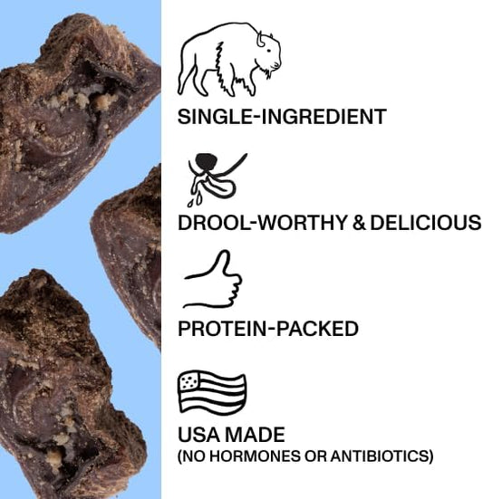 Spot & Tango Bison Bites Dog Treats - Single Ingredient, 100% Bison Kidney - Freeze-Dried Snacks - Grain & Gluten-Free - USA-Made - for Small, Medium, and Large Dogs