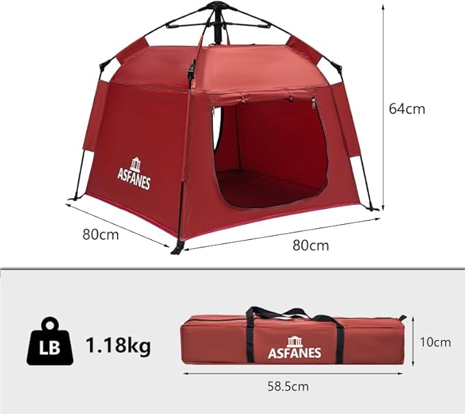 Outdoor Pet Automatic Camping Tent, Pop up Cave Bed for Indoor Cats and Small Dogs, Portable Cat House Dog House, Red.