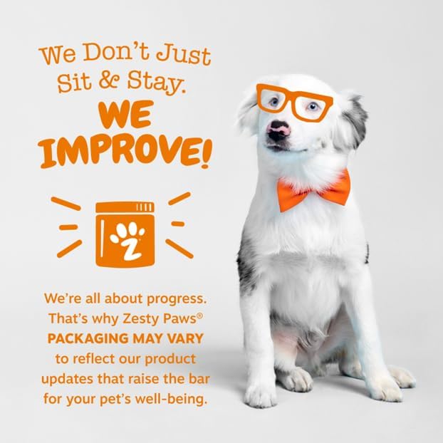 Zesty Paws Dog Multivitamin, Chewable Dog Vitamins and Supplements for Hip & Joints, Skin & Coat, Omega 3 Fish Oil for Dogs- Senior & Puppy Multivitamin- Peanut Butter- 50ct