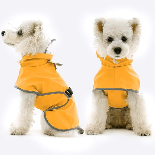 FUAMEY Dog Raincoats Small | Waterproof Lightweight, Clear Hood, Adjustable Belly Strap, Leash Hole, Dachshund