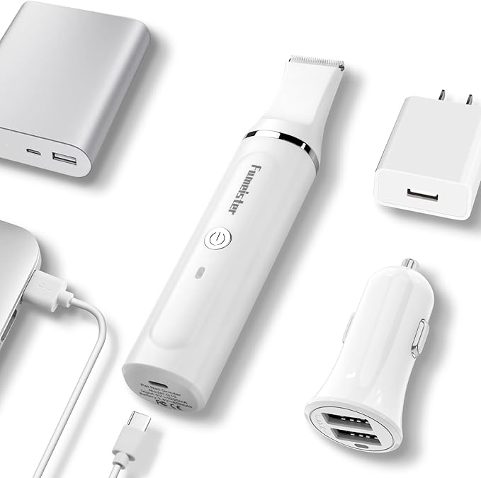 Dog Clippers for Grooming, Cordless Waterproof Dog Hair Trimmer with Type-C Charging, Low Noise for Trimming Cats & Dogs' Specific Areas Around Paws, Eyes & More (White)