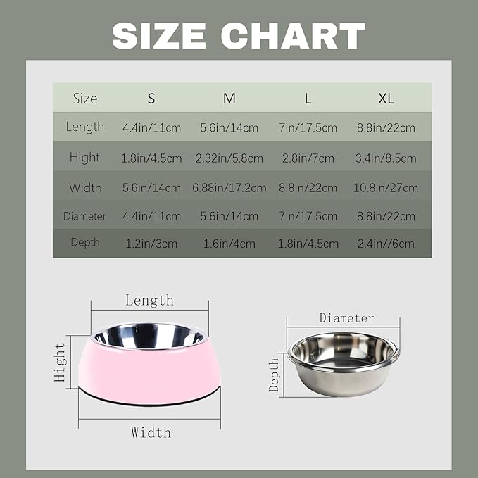 Personalized Stainless Steel Dog & Cat Food/Water Bowls – Custom Pet Name, Non-Slip, Easy Clean Feeding Dishes with Separate Plates(Pink)