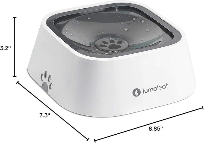 LumoLeaf No Spill Water Bowl for Dogs, Slow Feeder for Messy Drinkers, Drip-Free, Splash-Proof Design (Grey, 35oz)