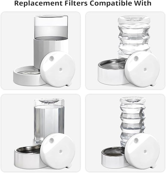 8Pcs Gravity Pet Water Fountain Filters, Automatic Pet Waterer Replacement Filters for 3.6L/4.6L/6L/8L Dog Water Dispenser(8 Filters with 1Brush)