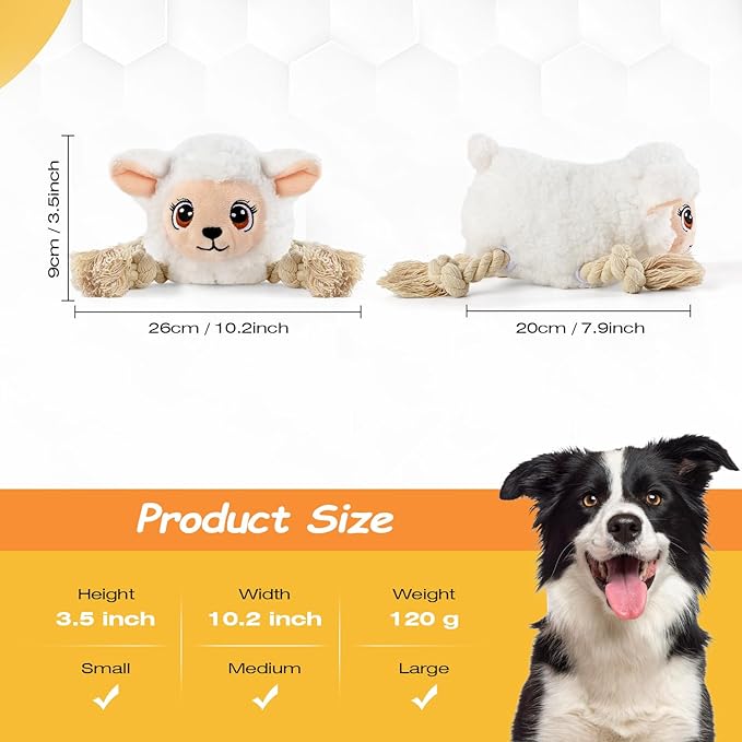 Sedioso Large Dog Squeaky Toys, Stuffed Animal Dog Chew Toy, Durable Plush Toy for Puppy, Small, Middle, Large Dogs