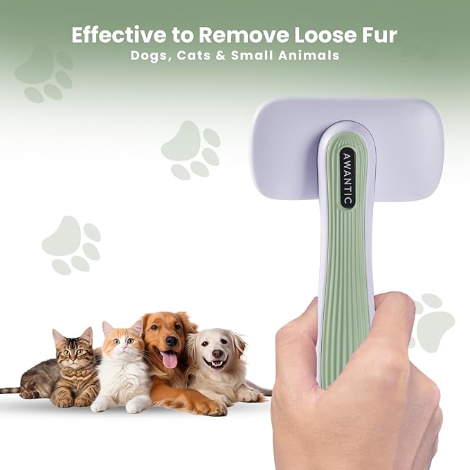 Self- Cleaning Slicker Brush for Dogs Suitable for Short & Long Haired Dogs and Effective Deshedding for Pet Grooming, Undercoat Removal, Tangle-Free Fur, Skin-Friendly Tool for Healthy Coat