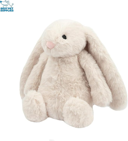 Best Pet Supplies Interactive Squeaky Dog Chew Toy, Ideal Dog Toys for Chewers, Small, Medium & Large Dogs, and Fetch Lovers - Bunny (Beige), Large