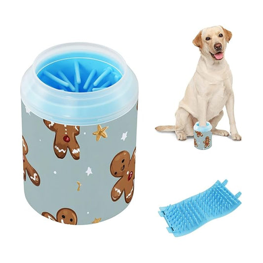 Dog Paw Cleaner Mudbuster Dog Foot Washer for Small Medium Large Dogs Cats Premium Pet Supplies Christmas Gingerbread Stars