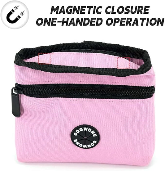 COOWONE Dog Treat Pouch with Pet Training Clicker, Detachable Dog Puppy Training Treat Bag, 900D Oxford Cloth Magnetic Closure Small Dog Walking Bag for Travel or Outdoor Use