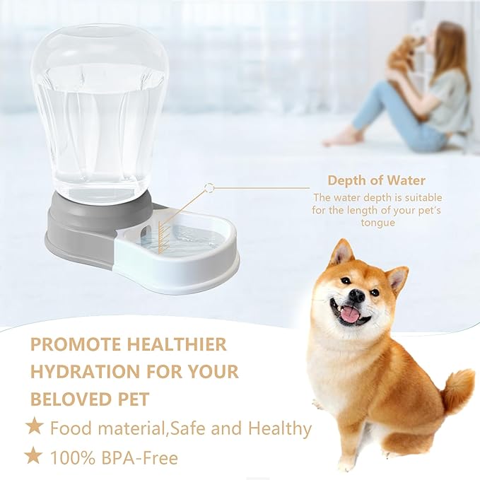 STALTWO 1.58 Gallon Automatic Dog Water Bowl Dispenser, Large Capacity Water Feeder for Cats and Dogs, BPA-Free, 1.58 Gallon Grey