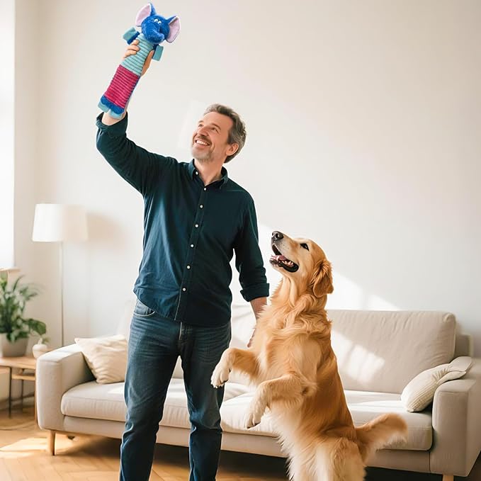 MeetYooo 5 Pack No Stuffing Dog Squeaky Toys, Dog Chew with Crinkle and Squeaker, Cute Animal Plush to Keep Them Busy, Suitable for Large and Aggressive Chewers