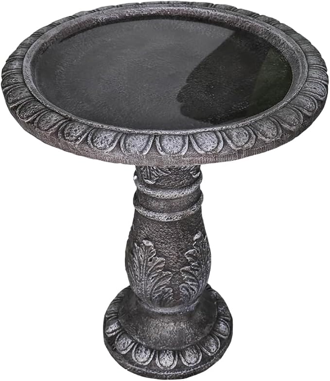 24.4" H Concrete Bird Bath for Outdoors - 24.4" H * 20" Φ Bird Bath for Outside, Classical Birdbath Patio Decor