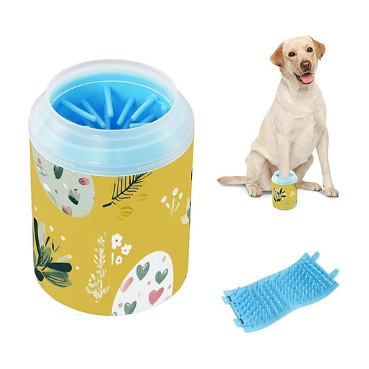 Dog Paw Cleaner Mudbuster Dog Foot Washer for Small Medium Large Dogs Cats Premium Pet Supplies Yellow Easter Eggs Tree Branches Easter