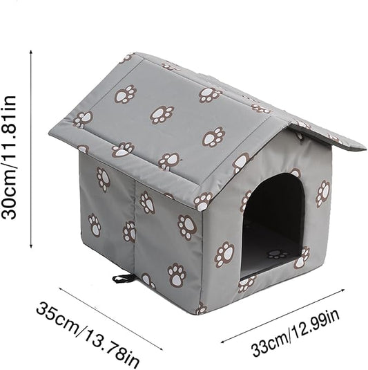 VARMTOR Outdoor Cat House, Cat Houses for Outdoor Cats, Weatherproof Warm and Insulated Cat House with Transparent Curtain Pet House, Stray Cats Shelter