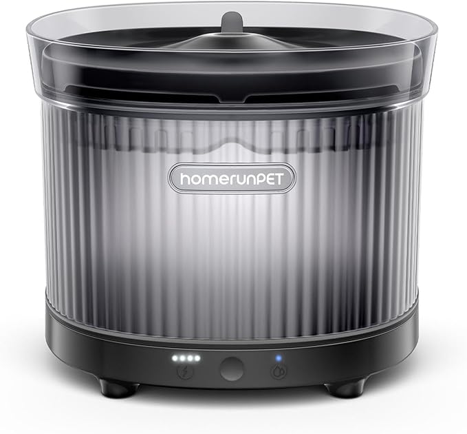 Homerunpet Cordless Cat Water Fountain, 7800mAh Battery, 30-Day Runtime, Easy-Clean Detachable Design, Transparent Tank, Motion Sensor, Black