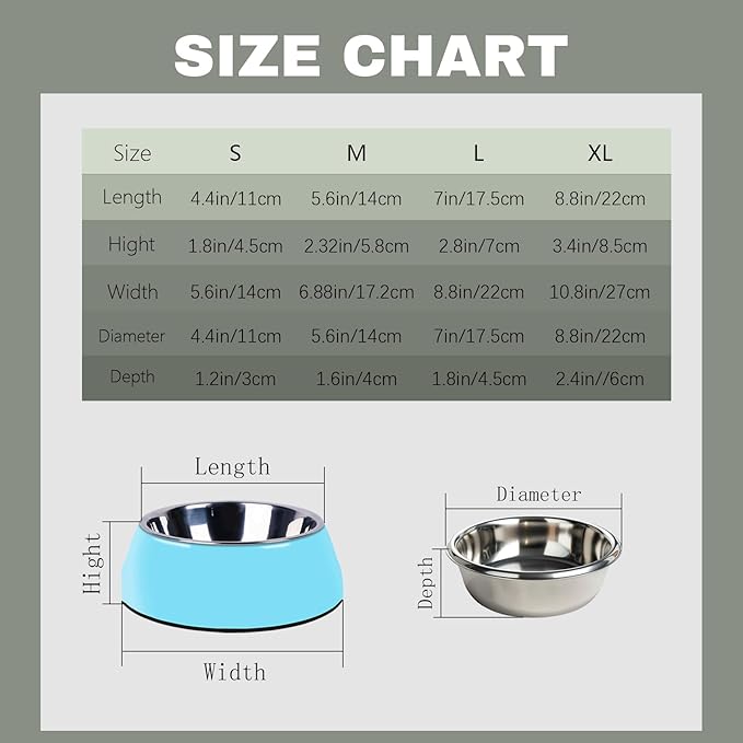 Personalized Stainless Steel Dog & Cat Food/Water Bowls – Custom Pet Name, Non-Slip, Easy Clean Feeding Dishes with Separate Plates(Blue)