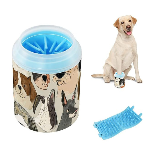 Dog Paw Cleaner Cups for Dogs Pet Foot Washer Paw Scrubber for Medium Small Dogs Cats Cleaning Cup Beige Cute Pet Dogs