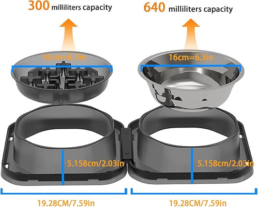 Set of 2 Stainless Steel Dog Food and Water Bowl with Puzzle Dish, Freely Combinable Feeding Set for Dogs Cats, Spill Proof Neater Dog Bowls, Pet Feeder Bowl for Puppy Small Breeds