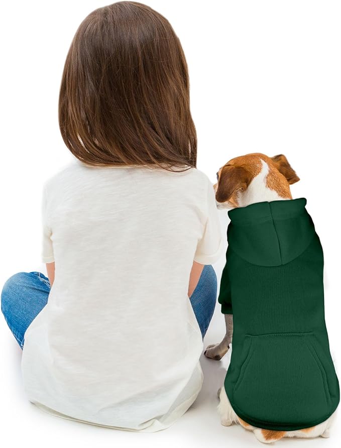 Dog Sweaters for Small Dogs Pet Sweater Solid Soft Brushed Fleece Dog Hoodie Clothes Pet Hoodie Sweatshirt with Pocket(Green-XS)