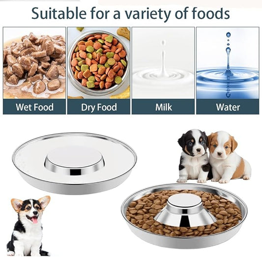 2 Pack Stainless Steel Puppy Bowls, Small Dog Bowls for Food and Water, Puppy Slow Feeder Whelping Weaning Dishes for Multiple Puppies Kittens Supplies