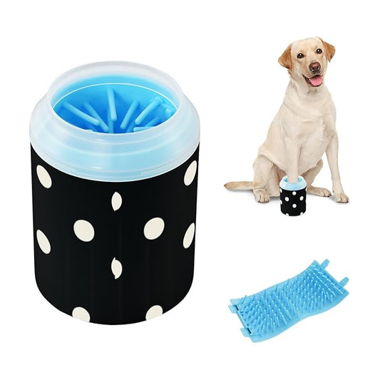 Dog Paw Cleaner Mudbuster Dog Foot Washer for Small Medium Large Dogs Cats Premium Pet Supplies Black Polka Dot Patterns