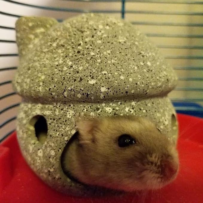 ZYHW Aquarium Decor Ceramic Mushroom House Ornament Fish Tank Landscape Decoration Pottery Hide Cave Habitat Hut Small Shrimp for Goldfishes to Rest Breed Hiding (Grey)