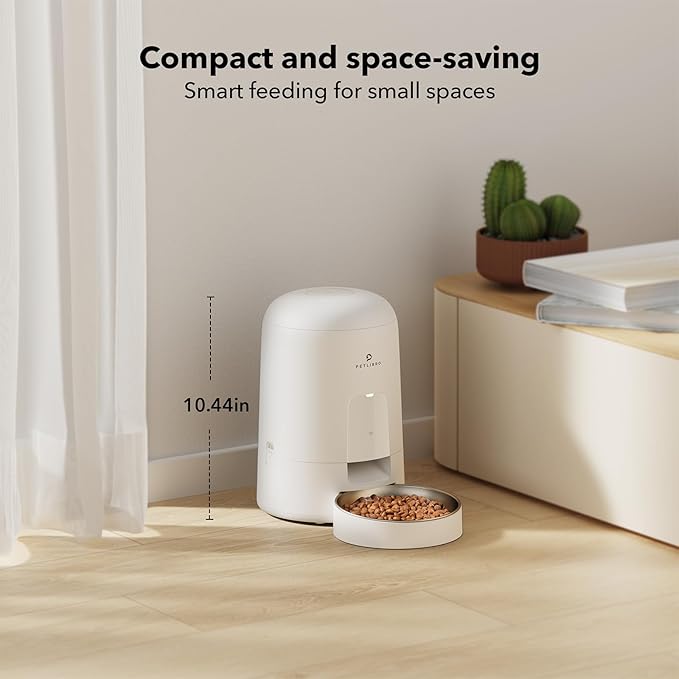 PETLIBRO Automatic Cat Feeder, Wi-Fi Rechargeable Cats Food Dispenser Battery-Operated with 30-Day Life, AIR 2.4G Wi-Fi Timed Pet Feeder for Cats & Dogs, 2L Auto Cats Feeder, White