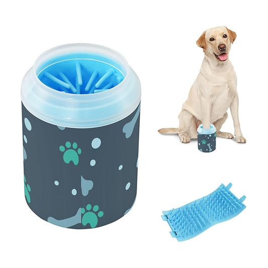 Dog Paw Cleaner Cups for Dogs Pet Foot Washer Paw Scrubber for Medium Small Dogs Cats Cleaning Cup Bones and Paw Prints Green
