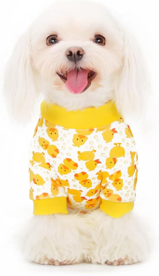 Paiaite Dog Pajamas Onesie: Comfortable Four-Legged Apparel for Small, Medium, & Large Dogs, Polyester Material for Comfort, Wrinkle Resistance, Moisture Wicking, Stretchiness Cartoon Duck XS