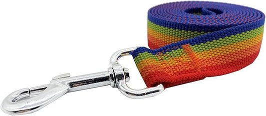 Nylon Dog Training Leash, Traction Rope, 4Ft /5 Foot /6 Feet Long, 5/8 inch 3/4 Inch 1 Inch Wide, for Small and Medium Dogs (Rainbow, 1'' x 20 FT)