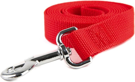 Nylon Dog Training Leash, Traction Rope, 4Ft /5 Foot /6 Feet Long, 5/8 inch 3/4 Inch 1 Inch Wide, for Small and Medium Dogs (5/8'' x 6 FT, Red)