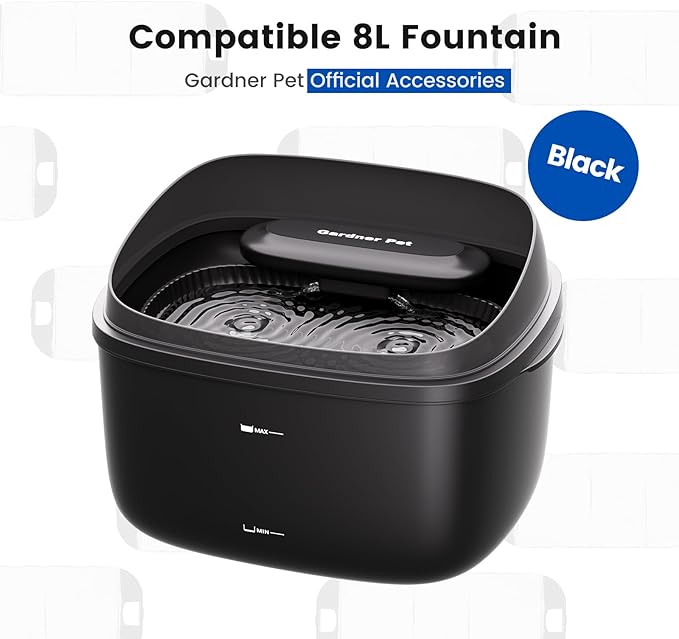 Gardner Pet Replacement Filters for 8L Black Pet Water Fountain, 5-Pack