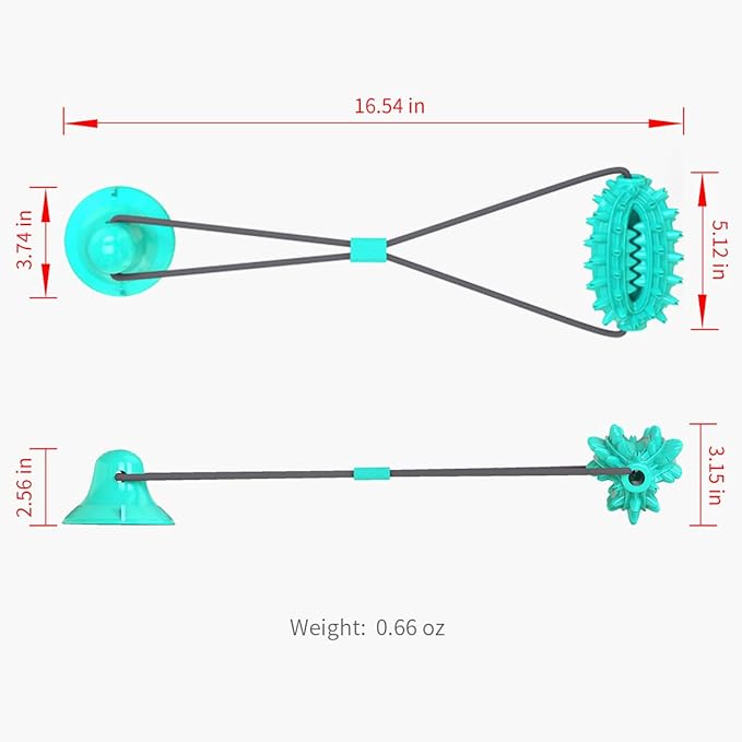 Guardians Dog Chew Toy with Suction Cup for Aggressive Chewers, Puppy Training Treats Food Dispensing Toothbrush Pet Teeth Cleaning Rope Toys for Small Medium Dogs (Blue Cactus)