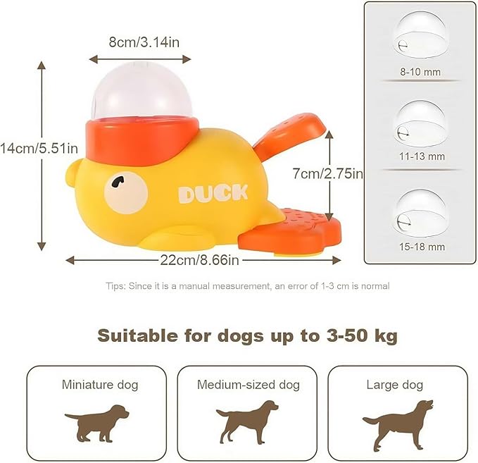 Fuzzibud Duckie Cat Feeder, Fuzzibud Duck Cat Treat Dispenser, Dog Cat Treat Dispenser with Button Duck-Shaped Dog Interactive Slow Feeder for Pet Healthy Eating & Iq Training (Yellow)