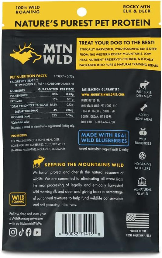 High Country Wild Blueberry Elk & Venison Dog Training Treats - Natural Grain-Free Puppy & Dog Snacks - Protein Treat for Training, Reward - No Fillers, No Artificial Preservatives, 4oz 3 Bags
