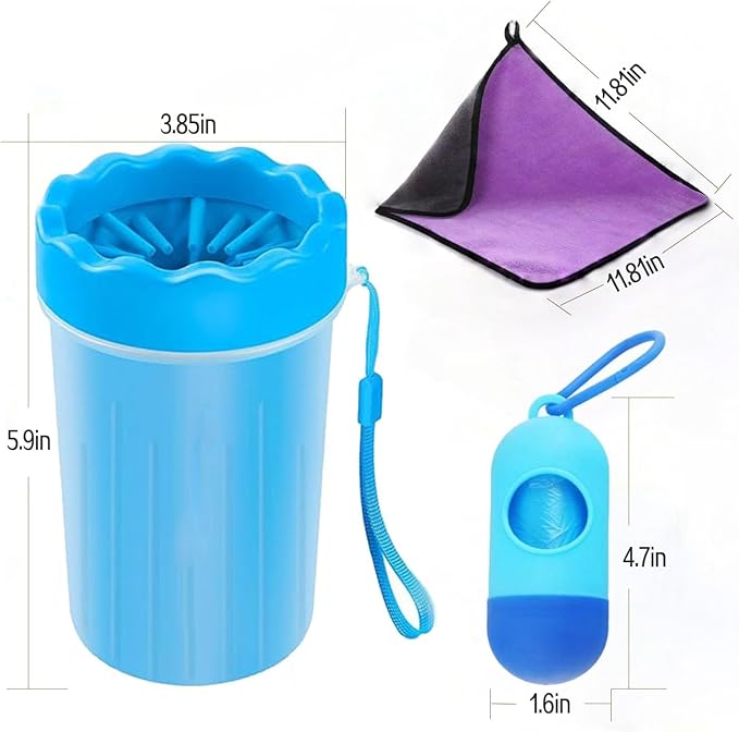 Dog Paw Cleaner,Washer,Pets Foot wash Cup-Pet Foot Cleaner for Small Medium Large Breed Dogs/Cats Pet Clean Paws Miracle Tool(with 1 Towel& 1Brush) Blue (Cup-2) (Cup-2)