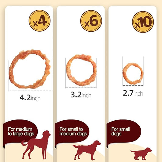 TailParty Turkey Tendons for Dogs, 5.08 oz, Large Dog Training Treats, Natural Long-Lasting Chew Snacks, High-Protein Beef Tendons, Healthy Hypoallergenic Turkey Ring(4 Units/Pack)