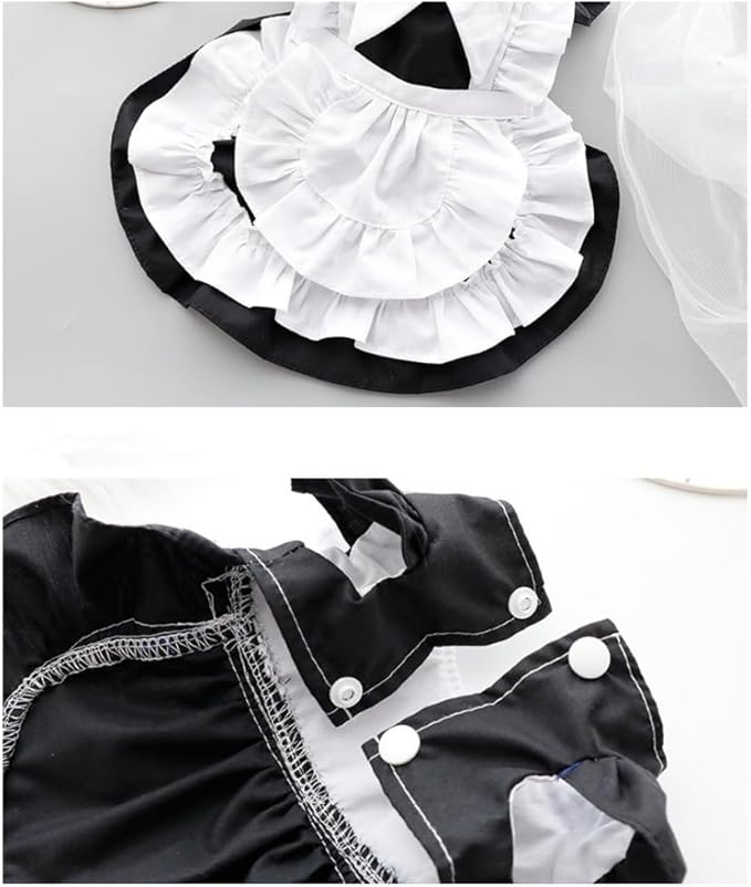 Elegant Princess Lace Dress Tutu Queen Style with Bowknot for Small, Extra Small Dog Teddy, Pug, Chihuahua, Shih Tzu, Yorkshire Terriers M-Black S