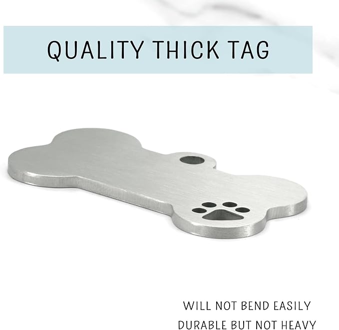 Ultra Joys Dog Tags Personalized for Pets - Hollow Paw Custom Pet ID Tag - Engraved Dog Tag for Small, Large Dogs - Small Bone in Silver