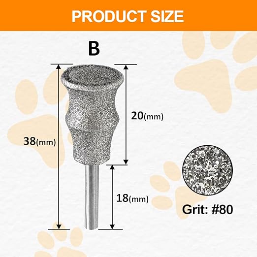 Diamond Rotary Pet Nail Grinder Bits Dog Nail Grinder Replacement Head -5PCS 1/8" Replacement Grinder Wheel for Animals Nail Care(B)