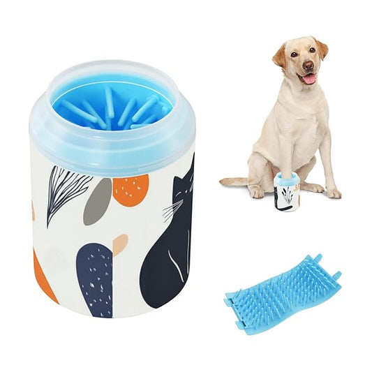 Dog Paw Cleaner Mudbuster Dog Foot Washer for Small Medium Large Dogs Cats Premium Pet Supplies Cats Abstract Shapes White