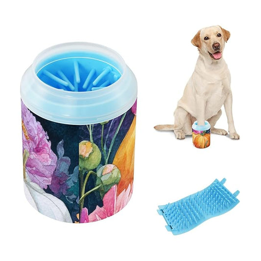 Dog Paw Cleaner Mudbuster Dog Foot Washer for Small Medium Large Dogs Cats Premium Pet Supplies Thanksgiving Pumpkins Flowers Colorful